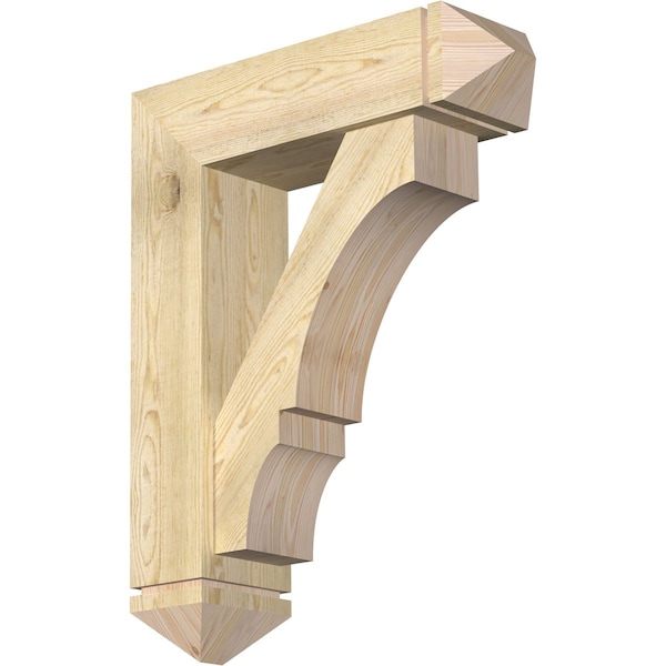 Ekena Millwork Balboa Arts and Crafts Rough Sawn Bracket w/ Offset Brace, Douglas Fir, 8"W x 28"D x 36"H BKT0806X28X36BOA03RDF - main